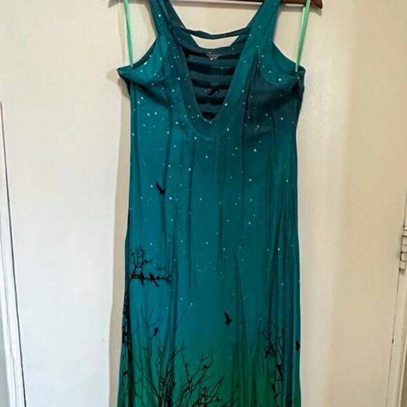 Blue and Green Forest-Print Maxi Dress - Picture 7 of 8